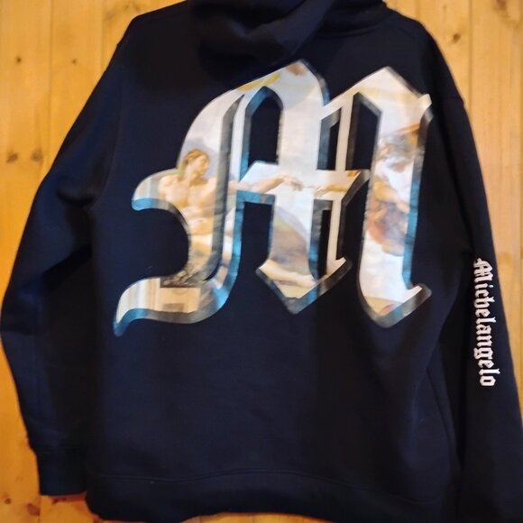 Men's Black XL A Piece of History Michelangelo Creation of Adam Hoodie - Picture 6 of 6